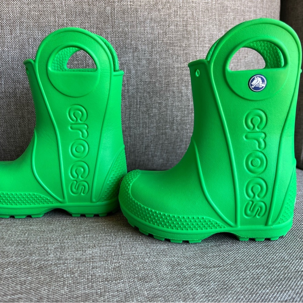 Crocs Green Kids' Rain Boots Sz 6 toddler